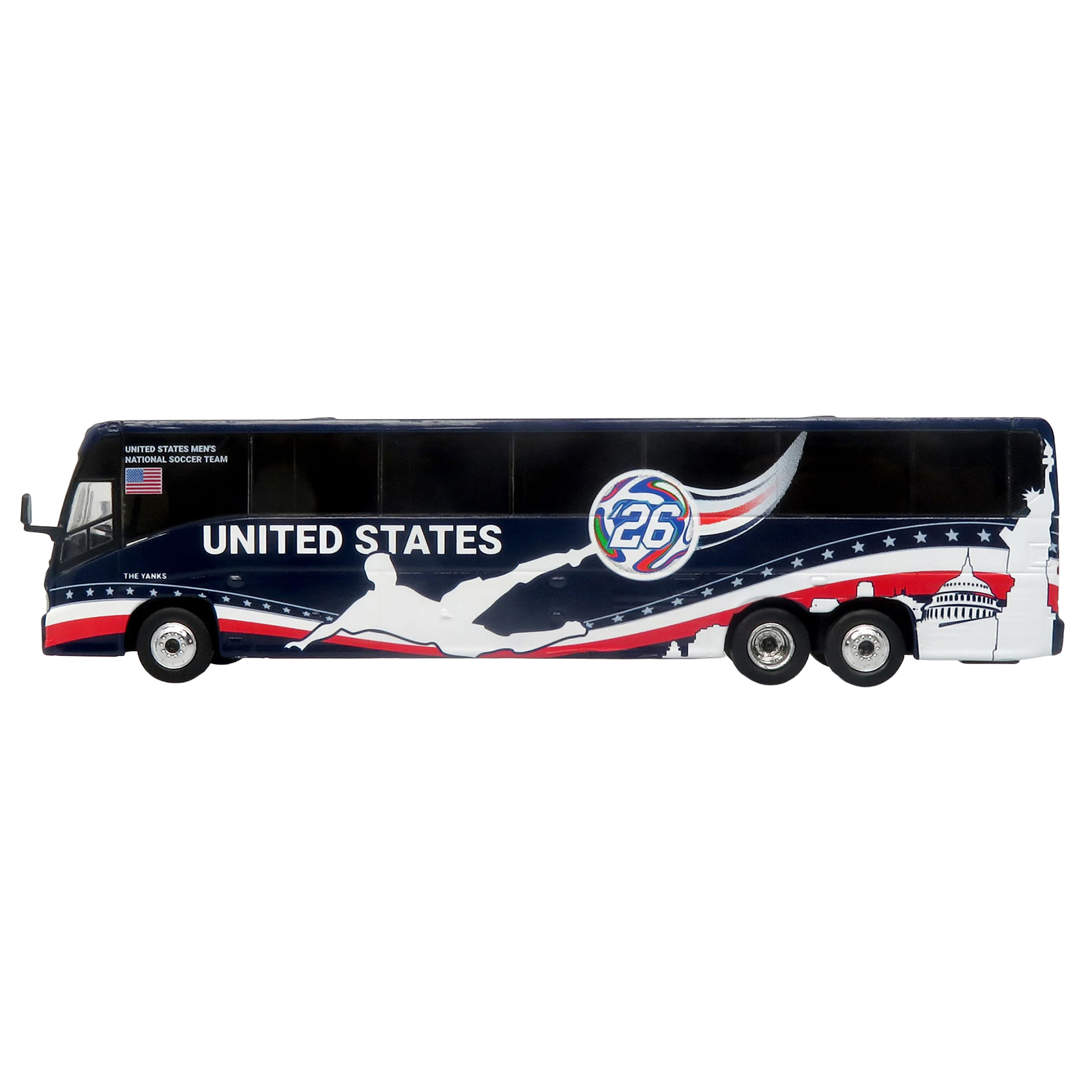MCI J4500 Coach Bus "United States National Soccer Team" Dark Blue with Graphics "International Federation of the Global Game" Series Limited Edition to 504 pieces Worldwide 1/87 (HO) Diecast Model by Iconic Replicas - Image 2