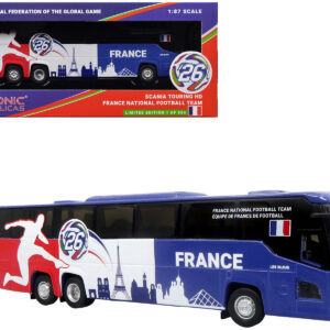 Scania Touring HD Coach Bus "France National Football Team" Blue with Graphics "International Federation of the Global Game" Series Limited Edition to 504 pieces Worldwide 1/87 (HO) Diecast Model by Iconic Replicas