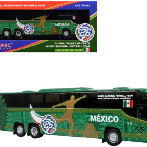 Scania Touring HD Coach Bus "Mexico National Football Team" Green with Graphics "International Federation of the Global Game" Series Limited Edition to 504 pieces Worldwide 1/87 (HO) Diecast Model by Iconic Replicas