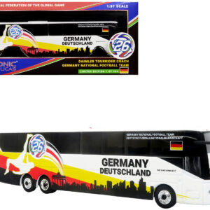 Daimler Tourrider Coach Bus "Germany National Football Team" White with Graphics "International Federation of the Global Game" Series Limited Edition to 504 pieces Worldwide 1/87 (HO) Diecast Model by Iconic Replicas