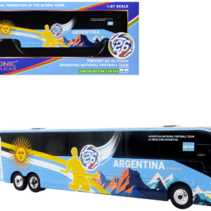Prevost X3-45 Coach Bus "Argentina National Football Team" Blue with Graphics "International Federation of the Global Game" Series Limited Edition to 504 pieces Worldwide 1/87 (HO) Diecast Model by Iconic Replicas