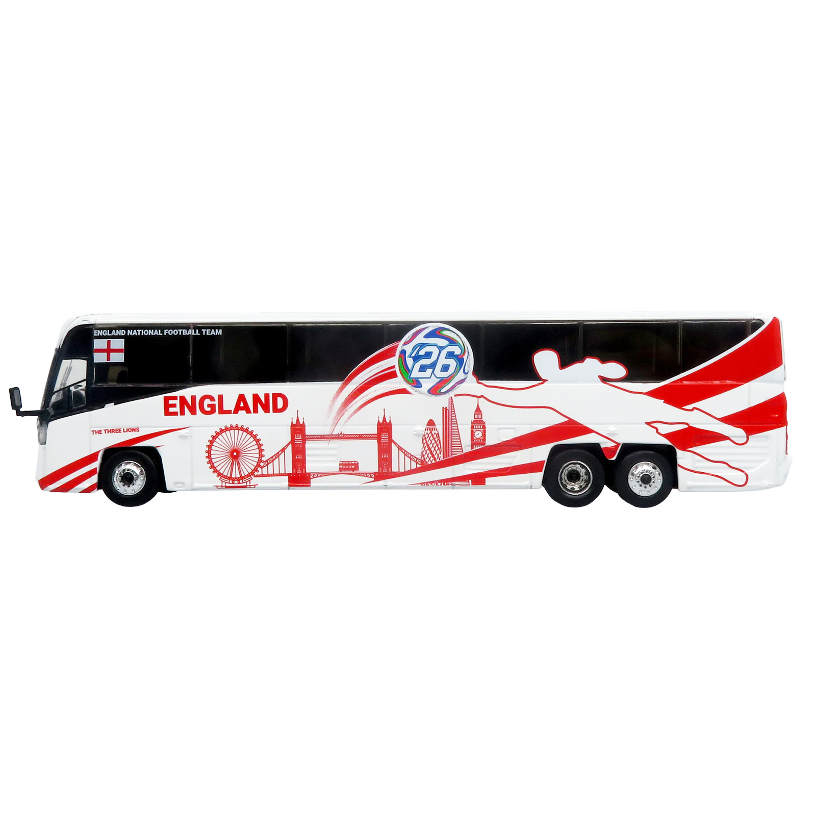MCI D4520 Coach Bus "England National Football Team" White with Graphics "International Federation of the Global Game" Series Limited Edition to 504 pieces Worldwide 1/87 (HO) Diecast Model by Iconic Replicas - Image 2