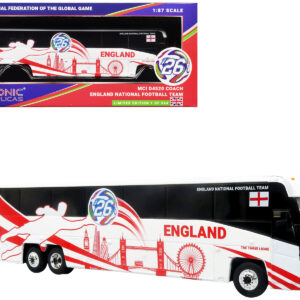 MCI D4520 Coach Bus "England National Football Team" White with Graphics "International Federation of the Global Game" Series Limited Edition to 504 pieces Worldwide 1/87 (HO) Diecast Model by Iconic Replicas