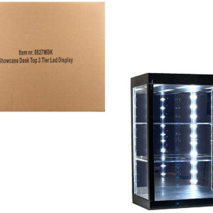 Showcase 3 Tier Display Case with Mirror Back Panel and LED Lights for 1/64-1/18  Scale Models