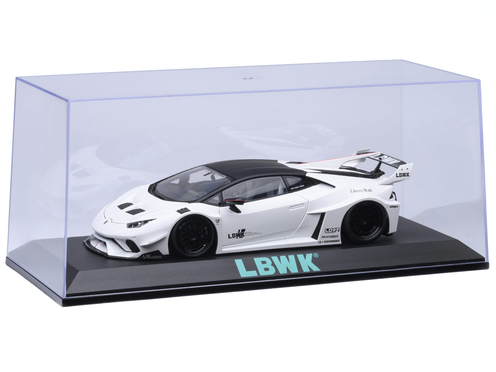 Collectible Display Show Case with Black Plastic Base and Green "LBWK" Logo for 1/18-1/24 Scale Model Cars by Autoart - Image 4