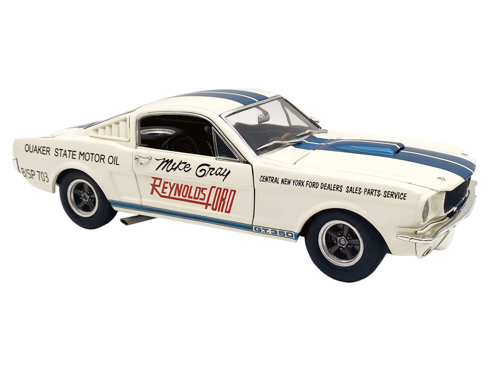 1965 Shelby GT350 "Reynolds Ford" White with Blue Stripes Limited Edition to 204 pieces Worldwide 1/18 Diecast Model Car by ACME - Image 2