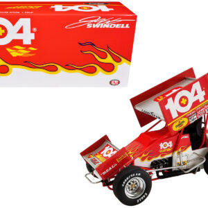 Winged Sprint Car #104+ Jeff Swindell "Octane Boost" Red with Graphics "National Sprint Car Hall of Fame" 1/18 Diecast Model Car by ACME