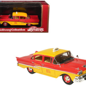 1958 Ford Custom 300 Taxi Cab "Kind Taxi Co." Red and Yellow with Yellow Interior Limited Edition to 200 pieces Worldwide 1/43 Model Car by Goldvarg Collection