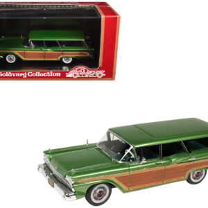 1959 Ford Country Squire Sherwood Green Metallic with Woodgrain Sides and Green Interior Limited Edition to 200 pieces Worldwide 1/43 Model Car by Goldvarg Collection