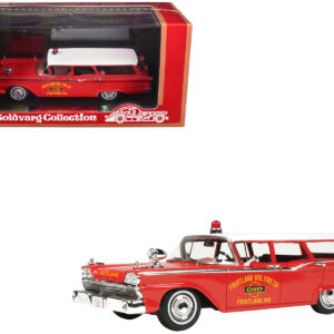 1959 Ford Country Squire "Fruitland MD Fire Chief" Red with White Top Limited Edition to 200 pieces Worldwide 1/43 Model Car by Goldvarg Collection