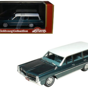 1964 Pontiac Safari Gulfstream Aqua Metallic with White Top and Blue Interior Limited Edition to 200 pieces Worldwide 1/43 Model Car by Goldvarg Collection