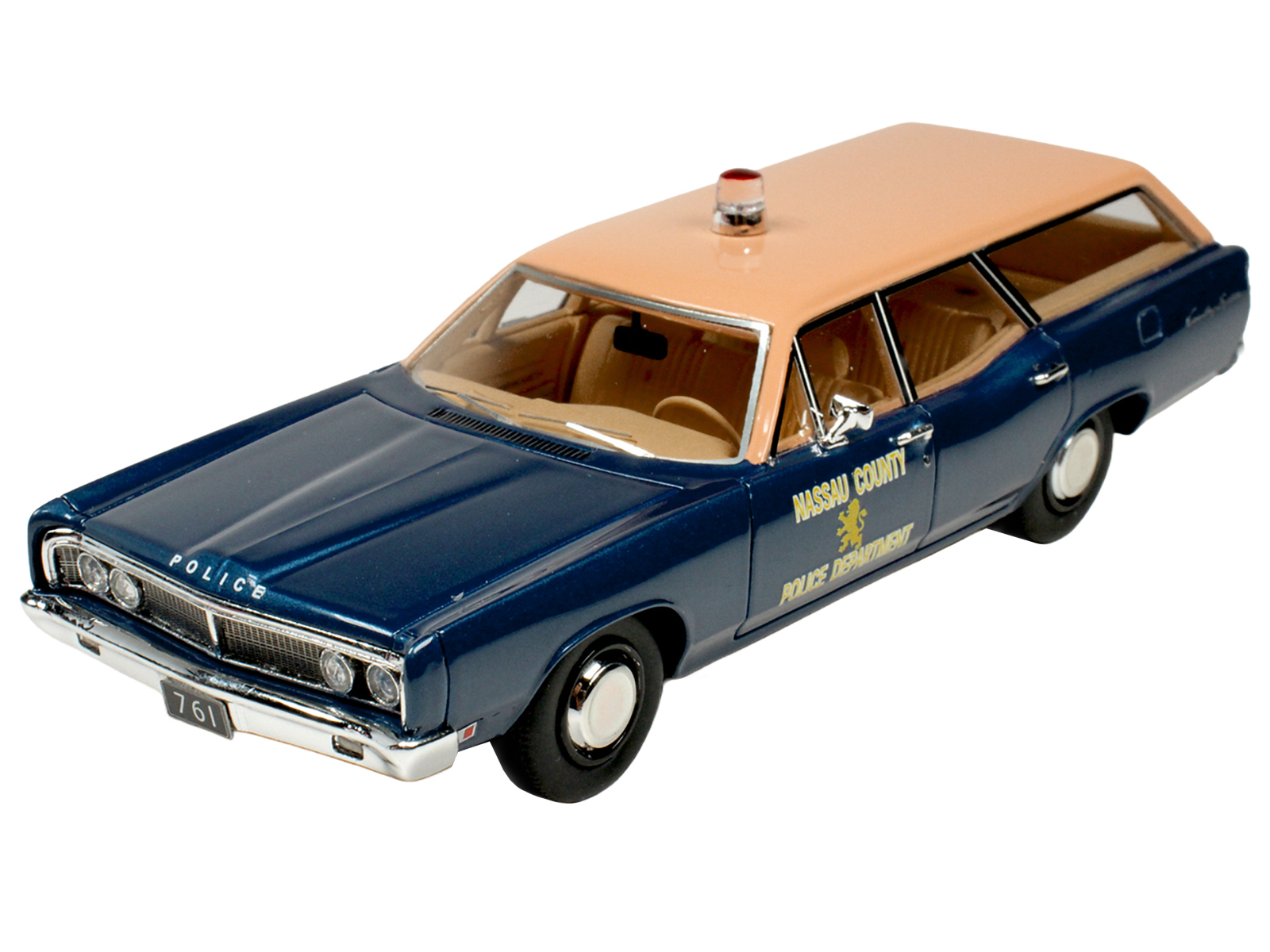 1970 Ford Country Squire Wagon Police Car "Nassau County Police Department" Blue and Tan Limited Edition to 200 pieces Worldwide 1/43 Model Car by Goldvarg Collection - Image 3