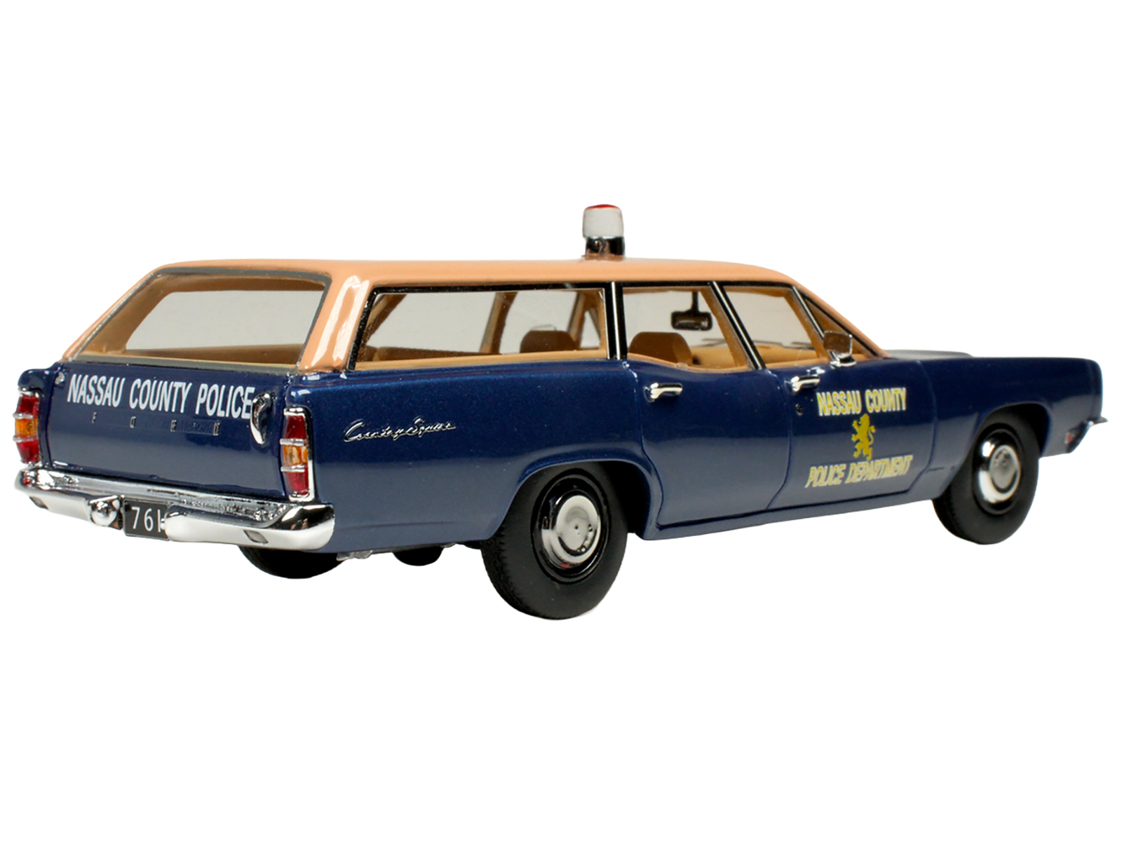 1970 Ford Country Squire Wagon Police Car "Nassau County Police Department" Blue and Tan Limited Edition to 200 pieces Worldwide 1/43 Model Car by Goldvarg Collection - Image 4