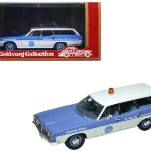 1970 Ford Galaxie Station Wagon Blue and White with Blue Interior "Pan-American Airlines Ground Crew" Limited Edition to 180 pieces Worldwide 1/43 Model Car by Goldvarg Collection
