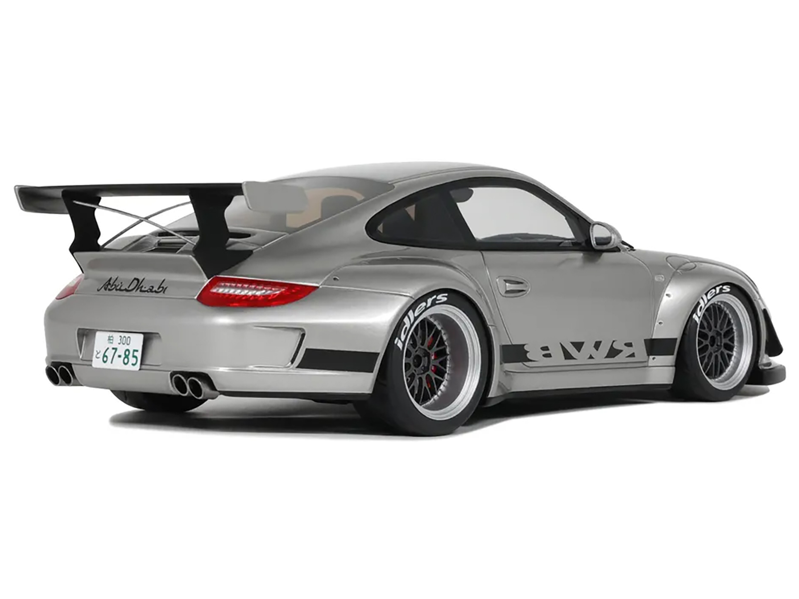 2024 Porsche 911 RWB Abu Silver Metallic with Black Hood 1/18 Model Car by GT Spirit - Image 5