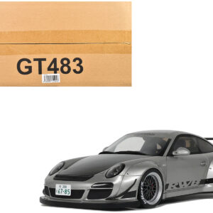 2024 Porsche 911 RWB Abu Silver Metallic with Black Hood 1/18 Model Car by GT Spirit