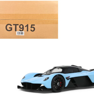 2023 Aston Martin Valkyrie Light Blue with Black Top 1/18 Model Car by GT Spirit