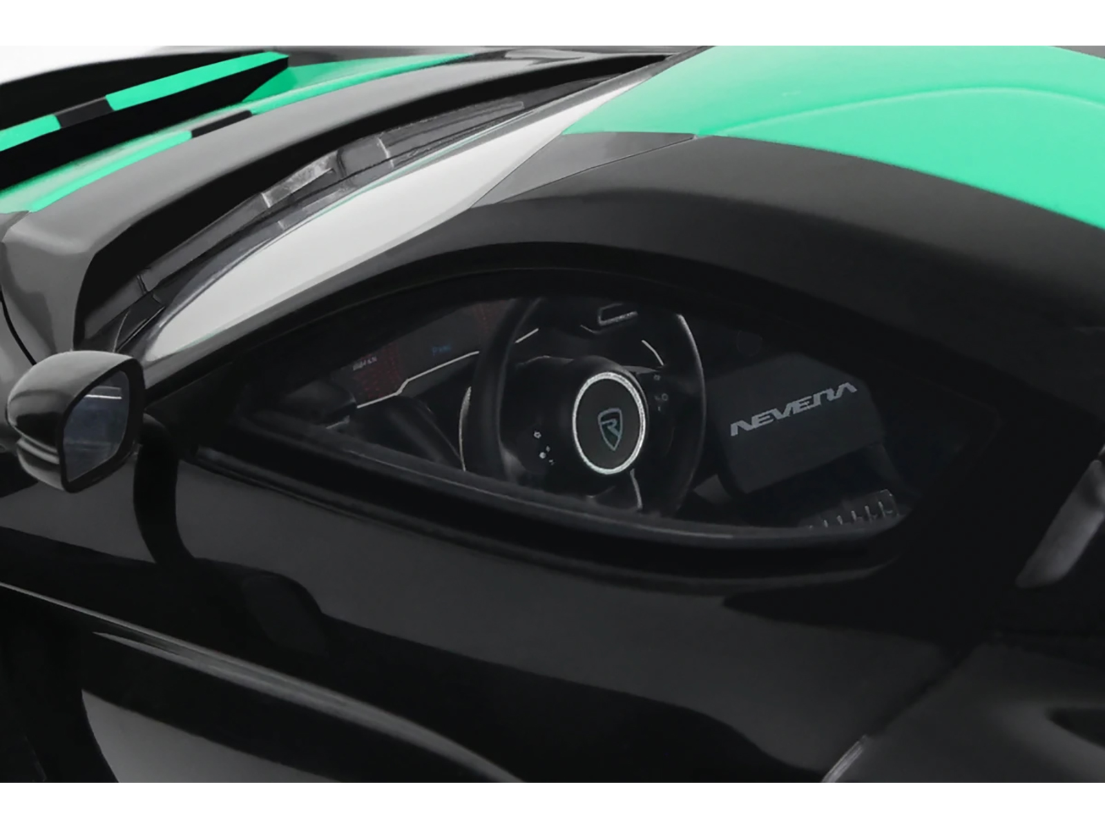 2023 Rimac Nevera Black with Green Stripes 1/18 Model Car by GT Spirit - Image 2