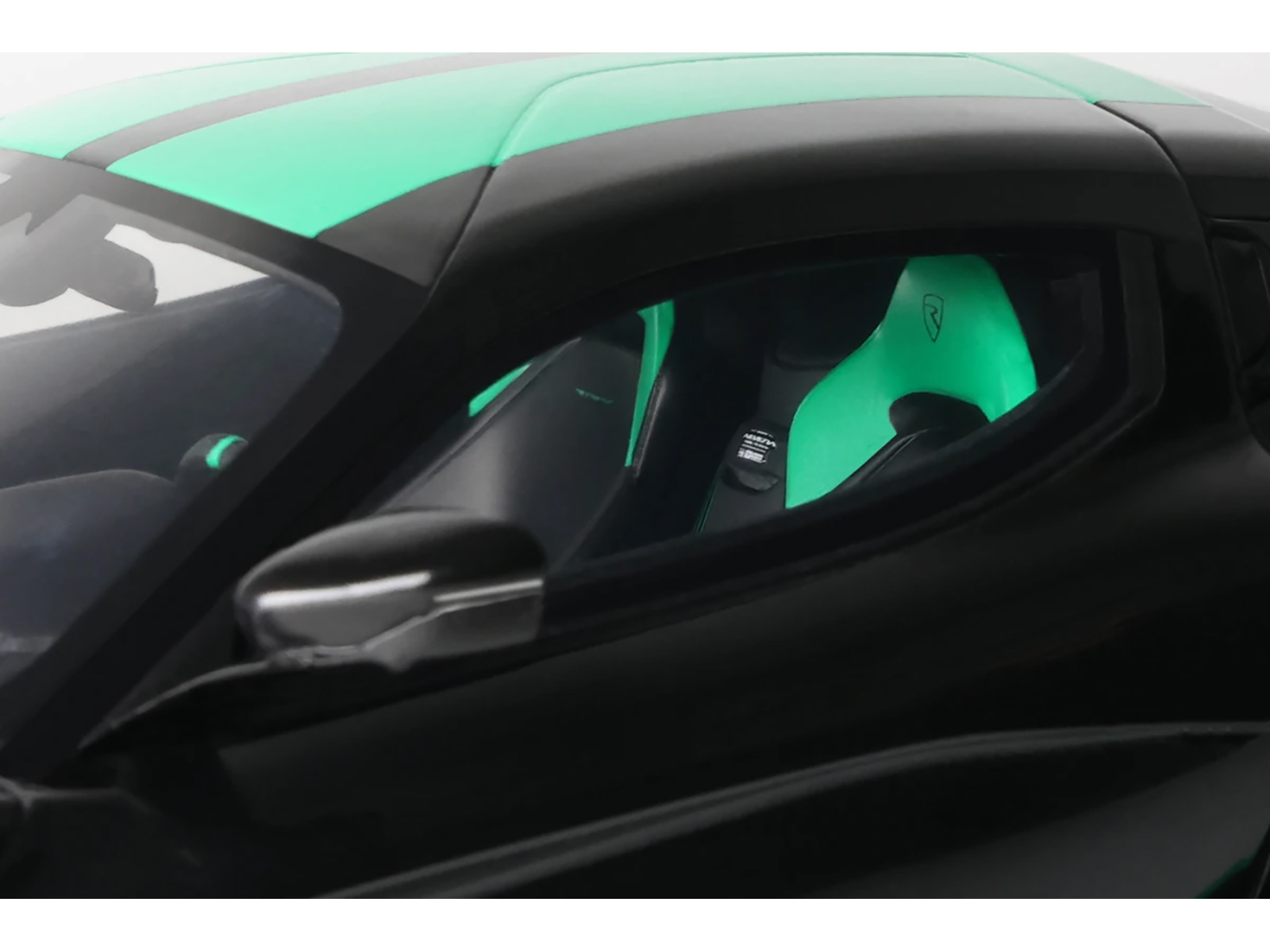 2023 Rimac Nevera Black with Green Stripes 1/18 Model Car by GT Spirit - Image 3