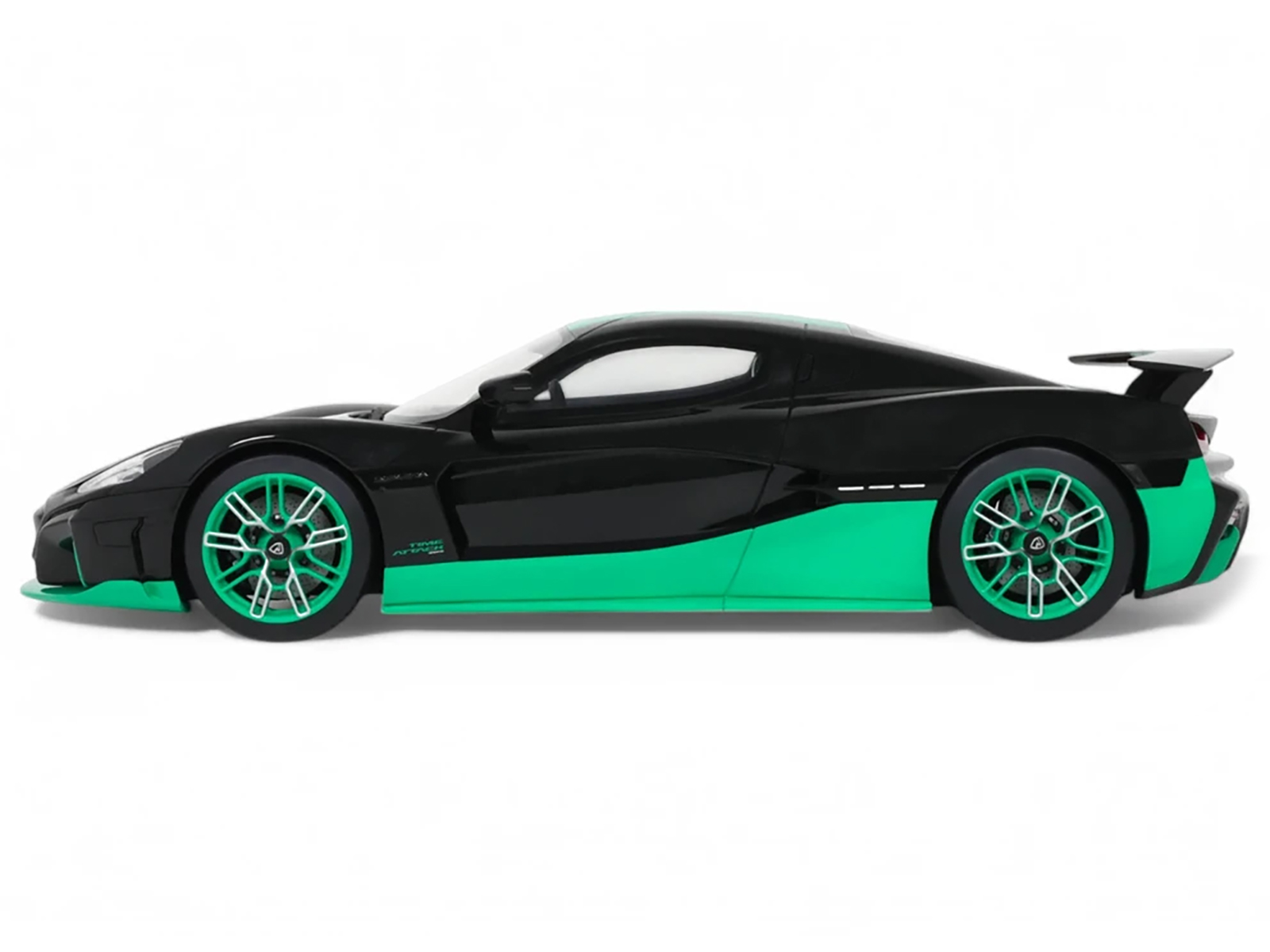 2023 Rimac Nevera Black with Green Stripes 1/18 Model Car by GT Spirit - Image 4