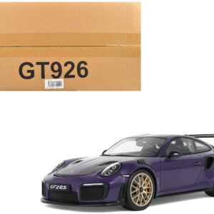 2021 Porsche 911 (991.2) GT2 RS Ultraviolet Metallic with Carbon Stripes 1/18 Model Car by GT Spirit