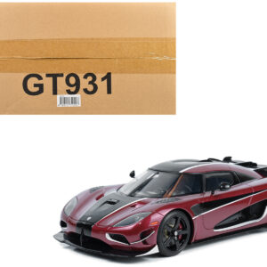 2017 Koenigsegg Agera RS Deep Red Metallic with Black Stripes 1/18 Model Car by GT Spirit