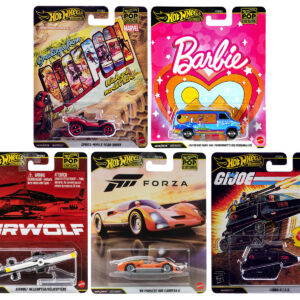 "Pop Culture 2025" 5 piece Set Q "Premium Series" Diecast Model Cars by Hot Wheels
