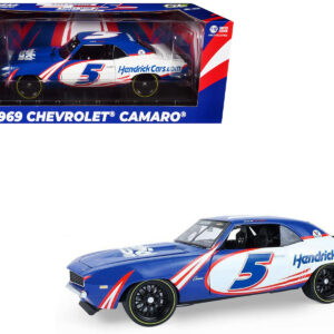 1969 Chevrolet Camaro #5 Kyle Larson "Hendrick Motorsports First Win Tribute" Blue and White with Graphics 1/18 Diecast Model Car by Highway 61