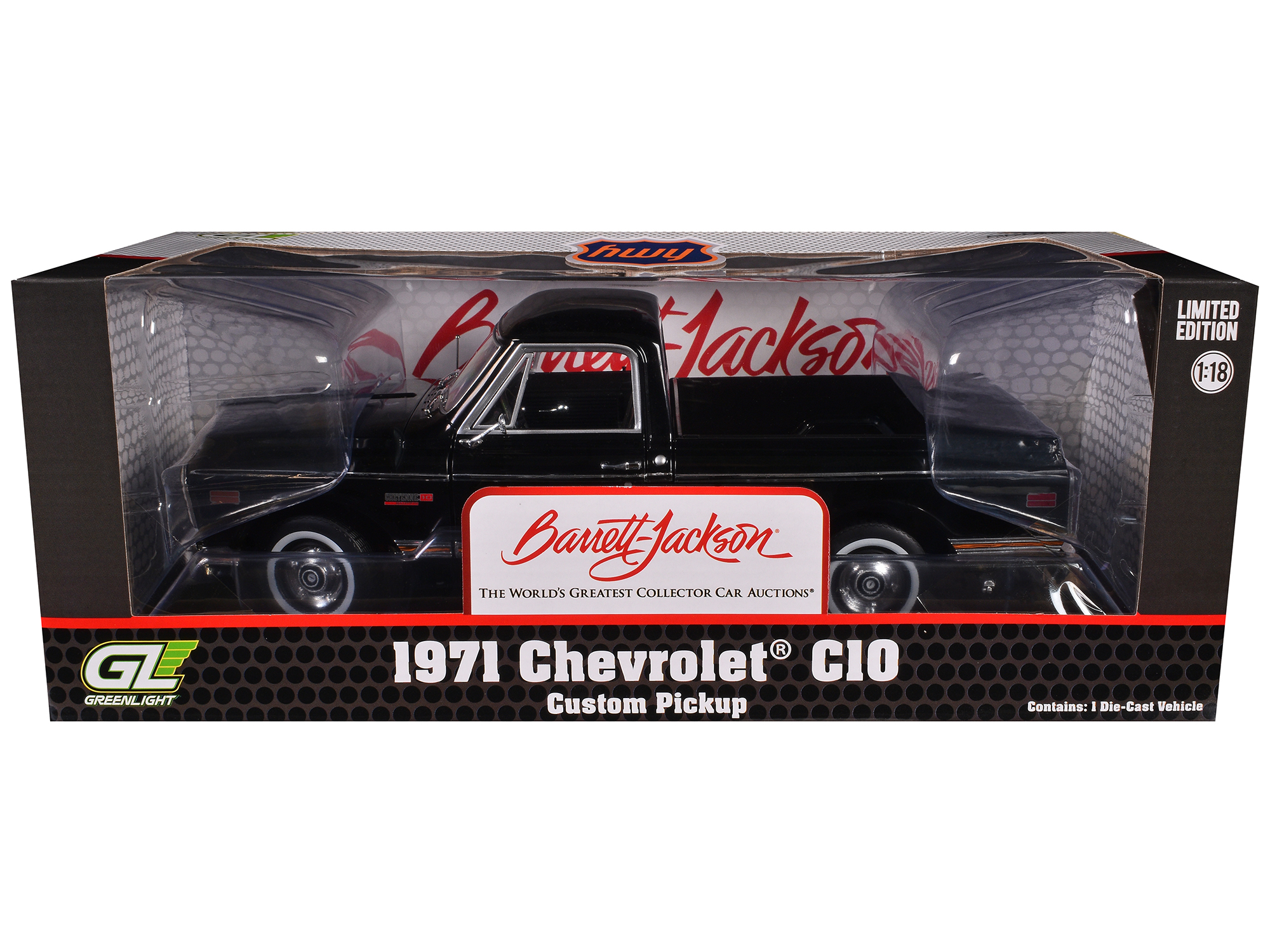 1971 Chevrolet C-10 Custom Pickup Truck Black "Barrett-Jackson - Scottsdale 2024" 1/18 Diecast Model Car by Highway 61 - Image 3