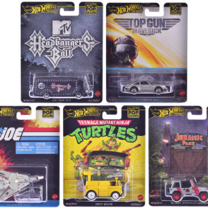 "Pop Culture 2025" 5 piece Set K "Premium Series" Diecast Model Cars by Hot Wheels