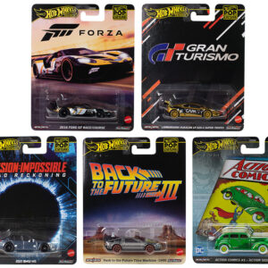 "Pop Culture 2025" 5 piece Set L "Premium Series" Diecast Model Cars by Hot Wheels