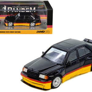 Pandem Rocket Bunny 190E Black with Red and Yellow Stripes "Diecast Con Madrid 2026 Event Edition" 1/64 Diecast Model Car by Inno Models