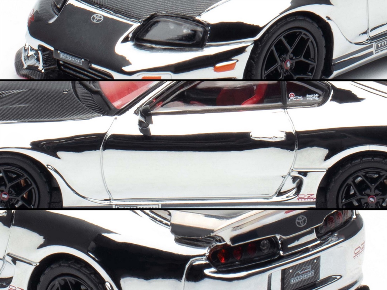 Toyota Supra (A80) "Top Secret" GT300 RHD (Right Hand Drive) Chrome with Carbon Hood and Red Interior "Tokyo Auto Salon 2026 Event Exclusive" 1/64 Diecast Model Car by Inno Models - Image 2