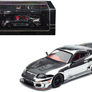 Toyota Supra (A80) "Top Secret" GT300 RHD (Right Hand Drive) Chrome with Carbon Hood and Red Interior "Tokyo Auto Salon 2026 Event Exclusive" 1/64 Diecast Model Car by Inno Models