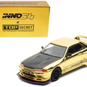 Nissan Skyline GT-R (R32) "Top Secret" RHD (Right Hand Drive) Chrome Gold with Carbon Hood "The Model Car Show Malaysia 2025 Event Edition" 1/64 Diecast Model Car by Inno Models