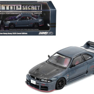 Nissan Top Secret Skyline GT-R (BCNR33) RHD (Right Hand Drive) Stealth Gray with Carbon Hood "Tokyo Auto Salon Hong Kong 2025 Event Edition" 1/64 Diecast Model Car by Inno Models