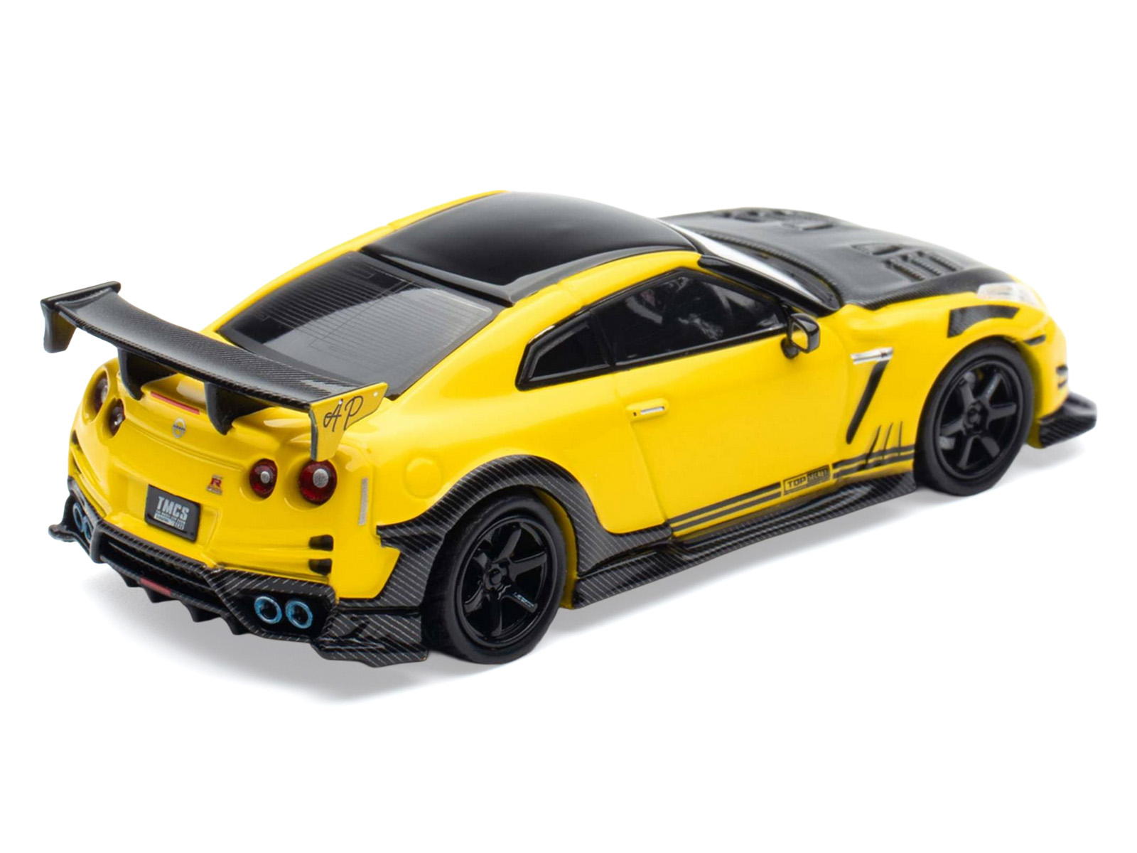 Nissan GT-R (R35) RHD (Right Hand Drive) Yellow with Carbon Hood and Black Top "The Model Car Show Singapore 2025 Event Edition" 1/64 Diecast Model Car by Inno Models - Image 4