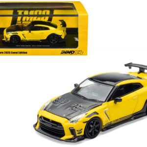 Nissan GT-R (R35) RHD (Right Hand Drive) Yellow with Carbon Hood and Black Top "The Model Car Show Singapore 2025 Event Edition" 1/64 Diecast Model Car by Inno Models