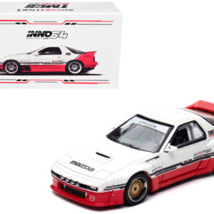 Mazda RX-7 (FC3S) "Pandem Rocket Bunny" White and Red with Black Stripes "The Model Car Show Singapore 2025 Event Edition" 1/64 Diecast Model Car by Inno Models