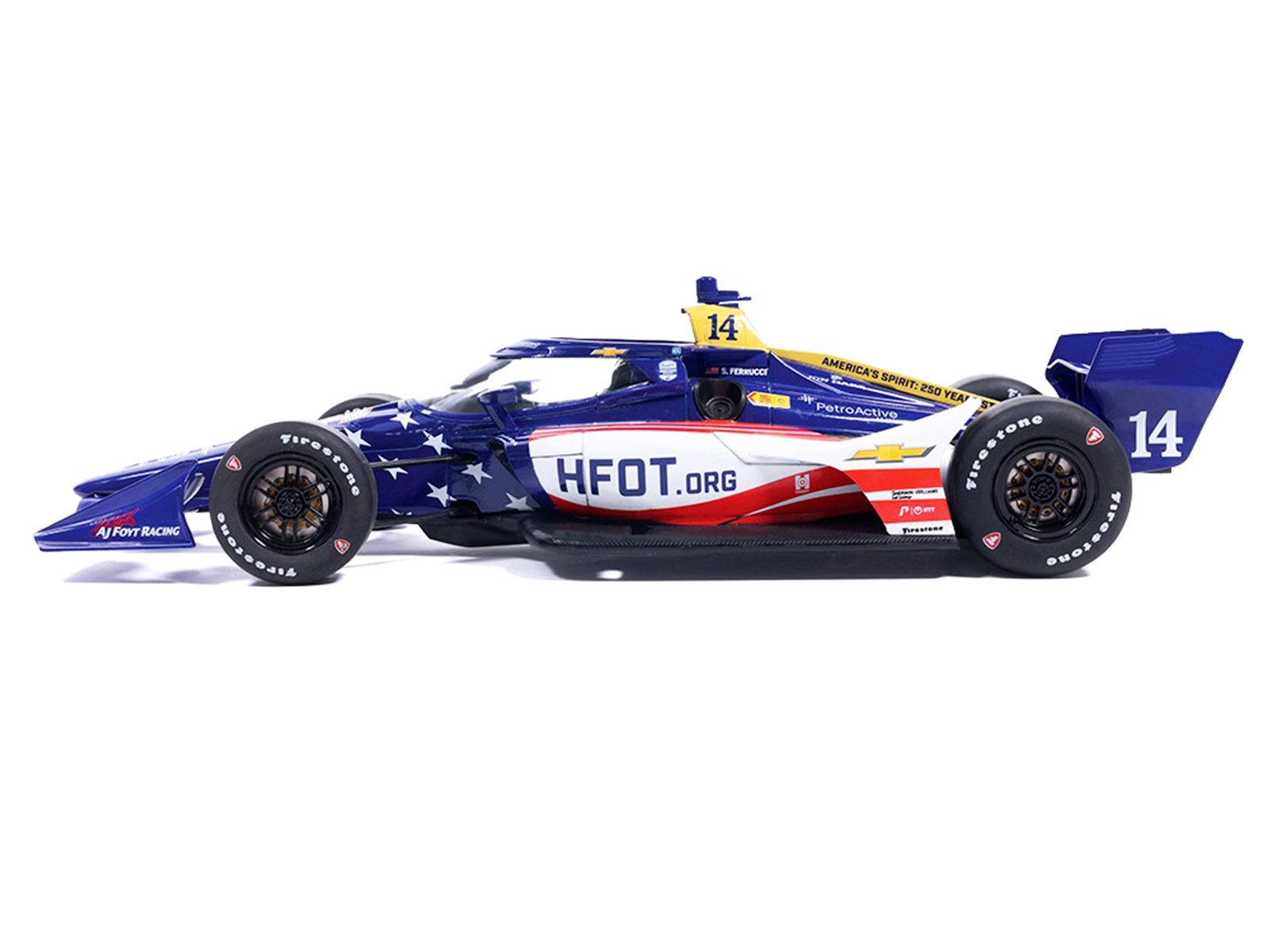Dallara IndyCar #14 Santino Ferrucci "HFOT.Org" AJ Foyt Racing (Road Course Configuration) "NTT IndyCar Series" (2026) 1/18 Diecast Model Car by IXO Models - Image 2