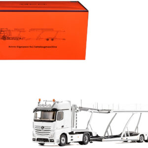 Mercedes-Benz Actros Auto Transporter White 1/64 Diecast Model by GCD