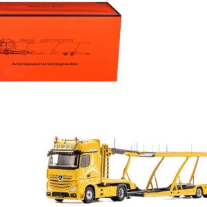 Mercedes-Benz Actros Auto Transporter Yellow 1/64 Diecast Model by GCD