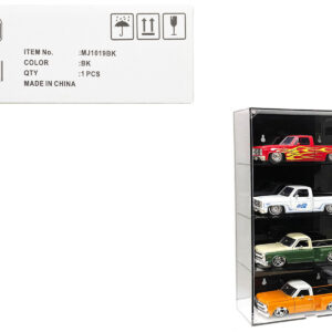 Showcase 4 Car Display Case Wall Mount with Black Back Panel "Mijo Exclusives" for 1/24-1/25 Scale Models