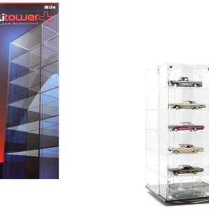 Acrylitower Showcase 24 Car Display Desktop Spinner with Cover Clear "Mijo Exclusives" for 1/64 Scale Models