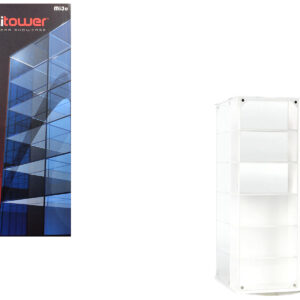 Acrylitower Showcase 24 Car Display Desktop Spinner with Cover White "Mijo Exclusives" for 1/64 Scale Models