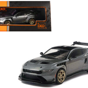 2025 Ford Mustang GTD Gray Metallic with Black Top 1/43 Diecast Model by IXO Models