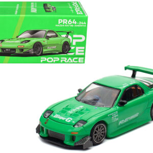 Mazda RX7 "RE Amemiya" Widebody RHD (Right Hand Drive) Green 1/64 Diecast Model Car by Pop Race