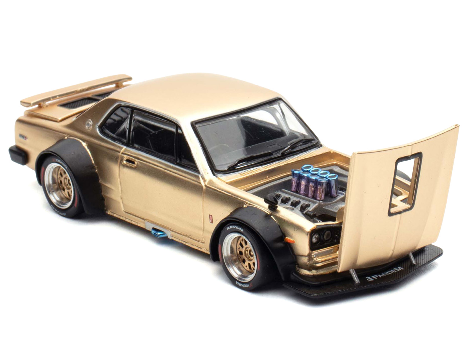 Skyline GT-R V8 Drift "Hakosuka" RHD (Right Hand Drive) Gold Metallic 1/64 Diecast Model Car by Pop Race - Image 2
