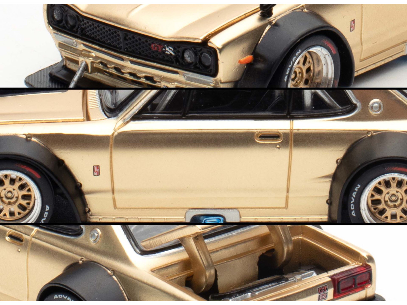 Skyline GT-R V8 Drift "Hakosuka" RHD (Right Hand Drive) Gold Metallic 1/64 Diecast Model Car by Pop Race - Image 5