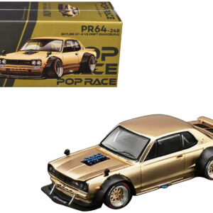 Skyline GT-R V8 Drift "Hakosuka" RHD (Right Hand Drive) Gold Metallic 1/64 Diecast Model Car by Pop Race